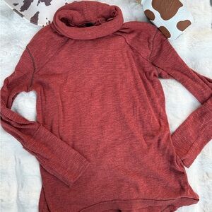 We The Free Brick Red orange Cowl Neck Sweater open back slit
